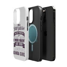 DistinctInk ToughCase for Apple iPhone, Compatible with MagSafe Charging - Tent Pitchin Weiner Roastin S'More Camping Girl