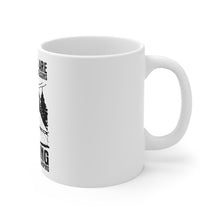 DistinctInk Glossy White Coffee / Tea Mug - Two Seasons - Camping, Waiting for Camping