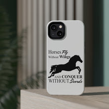 DistinctInk ToughCase for Apple iPhone, Compatible with MagSafe Charging - Horses Fly Without Wings