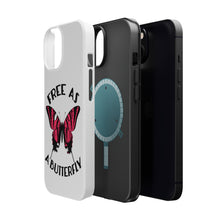 DistinctInk ToughCase for Apple iPhone, Compatible with MagSafe Charging - Free as a Butterfly - Pink