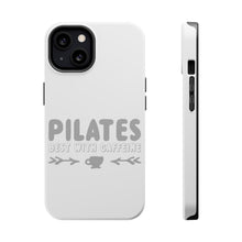 DistinctInk ToughCase for Apple iPhone, Compatible with MagSafe Charging - Pilates Best With Caffeine