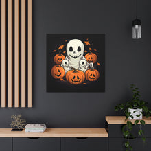 DistinctInk Canvas Wall Art with Ghost Skeleton Pumpkin Pattern for Halloween