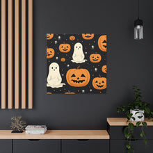 DistinctInk Canvas Wall Art with Spooky Skeleton Pumpkin Patch for Halloween