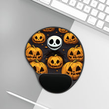 DistinctInk Mouse Pad with Wrist Rest  with Ghastly Skeleton Pumpkins Design for Halloween