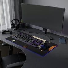 DistinctInk LED Gaming Mouse Pad with Spooky Skeleton Pumpkin Patch Design for Halloween
