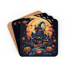 DistinctInk (Set of 4) Corkwood Coasters with Spooky Sweet Treats Design for Halloween