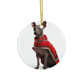 Hanging Ceramic Christmas Tree Ornament with Gold String - Xoloitzcuintli Design