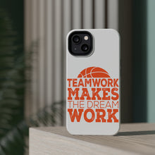 DistinctInk ToughCase for Apple iPhone, Compatible with MagSafe Charging - Teamwork Makes the Dream Work Basketball