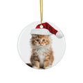Hanging Ceramic Christmas Tree Ornament with Gold String - LaPerm Cat Design