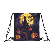 DistinctInk Drawstring Bag / Backpack with Ghostly Ghouls in the Graveyard Design for Halloween