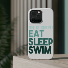 DistinctInk ToughCase for Apple iPhone, Compatible with MagSafe Charging - Life Is Simple Eat Sleep Swim