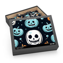 DistinctInk Jigsaw Puzzle with Skele-Ghostly Pumpkin Patch Design for Halloween