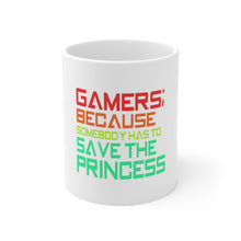 DistinctInk Glossy White Coffee / Tea Mug - Gamers; Because Somebody Has to Save Princess