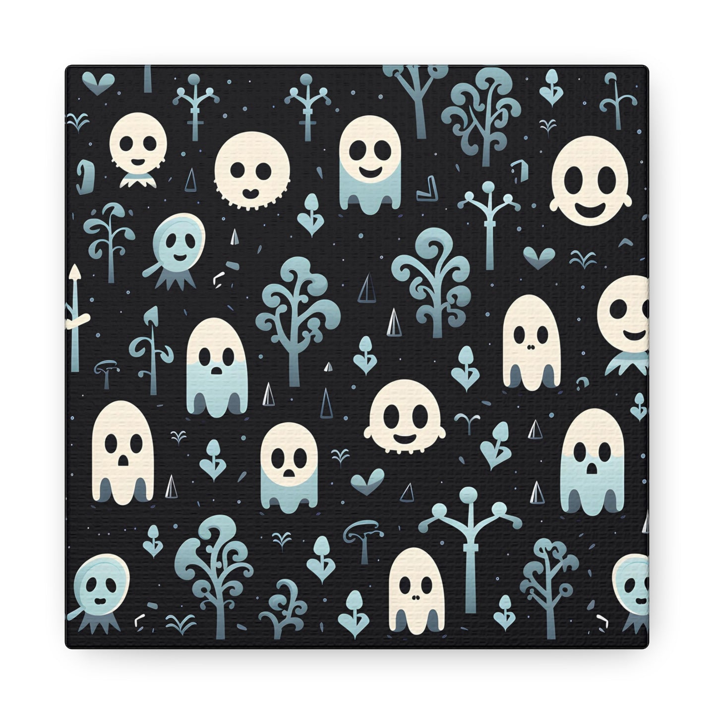 DistinctInk Canvas Wall Art with Ghastly Skeletal Shadows for Halloween