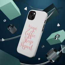 DistinctInk ToughCase for Apple iPhone, Compatible with MagSafe Charging - Yoga Coffee Sleep Repeat