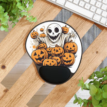 DistinctInk Mouse Pad with Wrist Rest  with Ghostly Skeleton and Pumpkins Design for Halloween