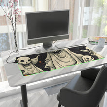 DistinctInk LED Gaming Mouse Pad with Spooky Skeleton Pumpkins Design for Halloween