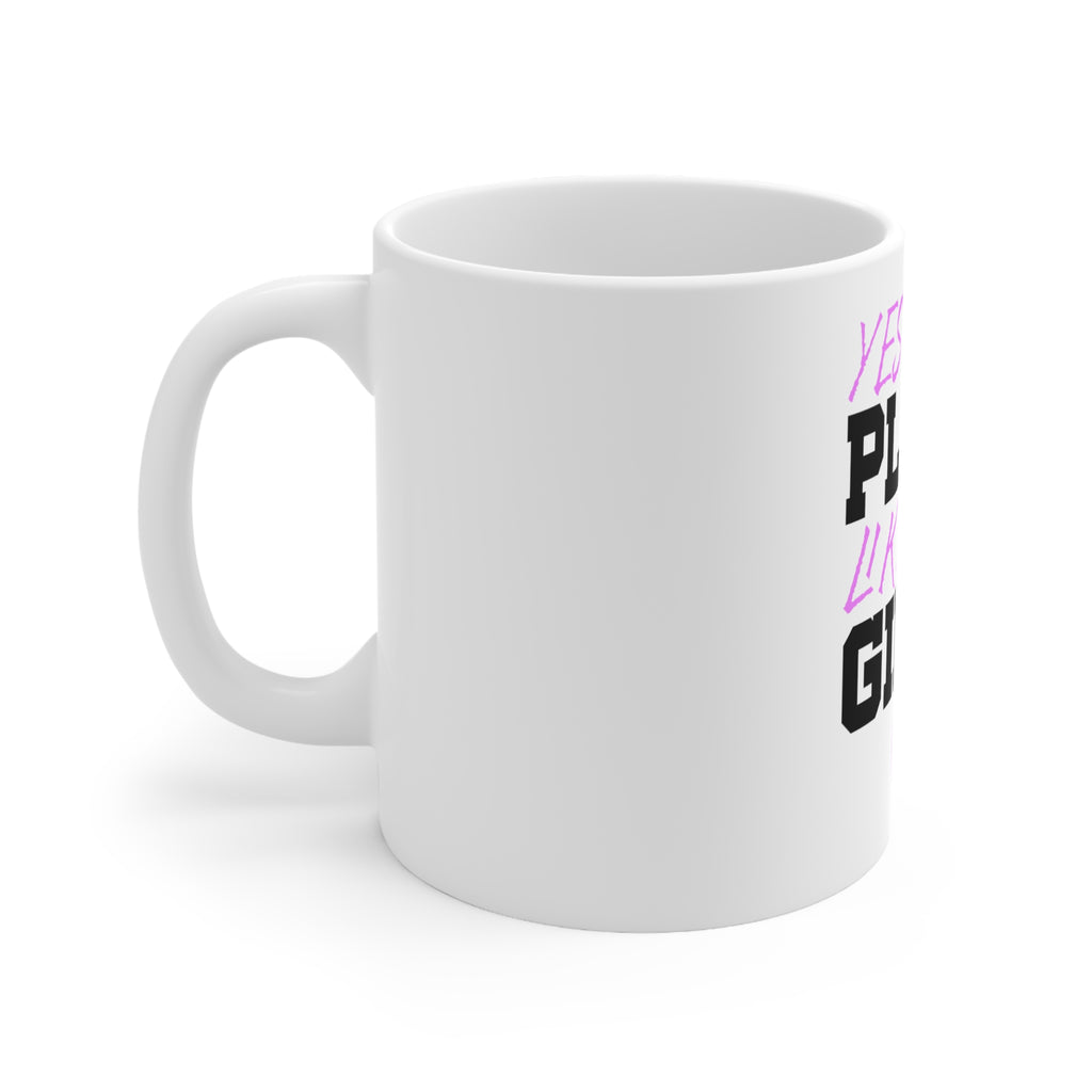 Glossy White Coffee / Tea Mug - Volleyball Yes I Do Play Like a Girl, view 2