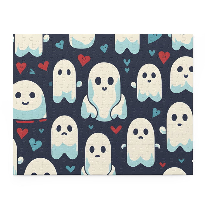 DistinctInk Jigsaw Puzzle with Skelephants and Ghostly Ghouls Design for Halloween