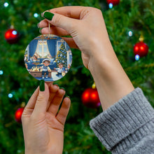 DistinctInk Hanging Ceramic Christmas Tree Ornament Charm with Gold String - Great Gift/Present - 2 3/4 inch Diameter - Joyful Hanukkah Celebration