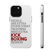 DistinctInk ToughCase for Apple iPhone, Compatible with MagSafe Charging - People Are Stupid Need Extra Kick Boxing