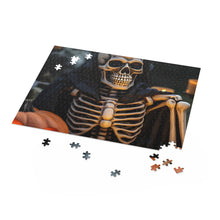 DistinctInk Jigsaw Puzzle with Skellington's Spooky Soiree Design for Halloween