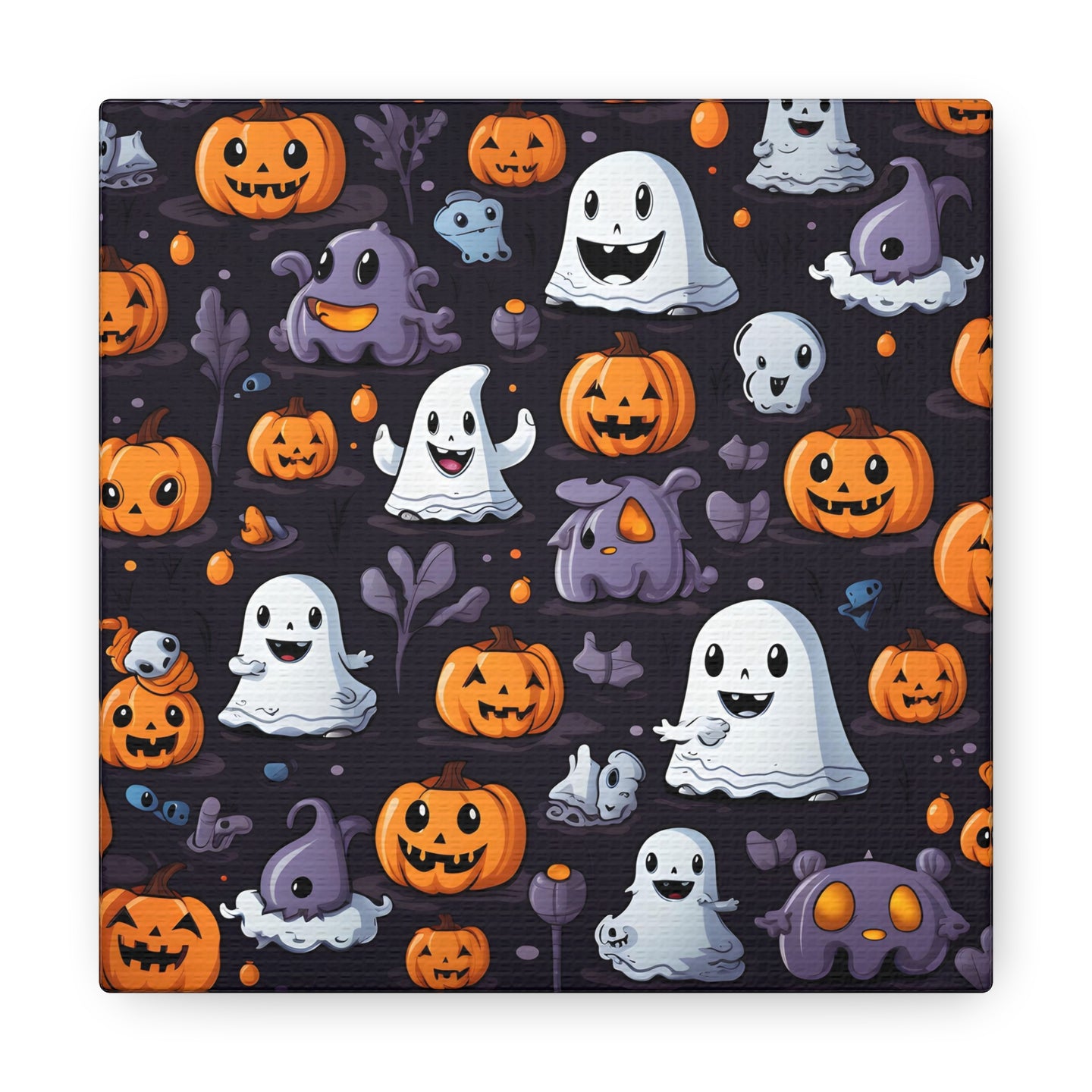 DistinctInk Canvas Wall Art with Spooky Bat-o-lanterns for Halloween