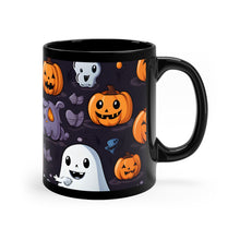 DistinctInk Black Coffee Mug - Spooky Bat-o-lanterns for Halloween