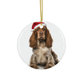 Hanging Ceramic Christmas Tree Ornament with Gold String - English Cocker Spaniel Design