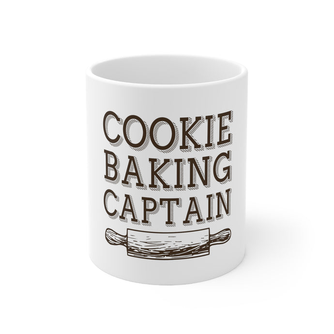DistinctInk Glossy White Coffee / Tea Mug - Cookie Baking Captain Rolling Pin
