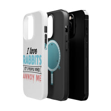 DistinctInk ToughCase for Apple iPhone, Compatible with MagSafe Charging - Love Rabbits - People Annoy Me