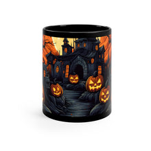 DistinctInk Black Coffee Mug - Darkness Falls on Halloween for Halloween
