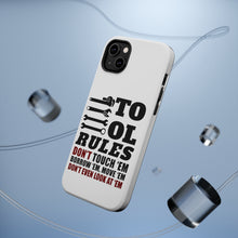 DistinctInk ToughCase for Apple iPhone, Compatible with MagSafe Charging - Tool Rules Don't Touch Borrow Move Look