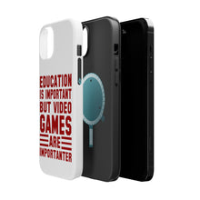 DistinctInk ToughCase for Apple iPhone, Compatible with MagSafe Charging - Education is Important Video Games Importanter