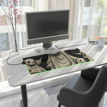 DistinctInk LED Gaming Mouse Pad with Spooky Skeleton Pumpkins Design for Halloween