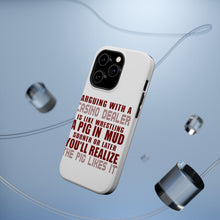 DistinctInk ToughCase for Apple iPhone, Compatible with MagSafe Charging - Arguing with Casino Dealer Like Pink in Mud