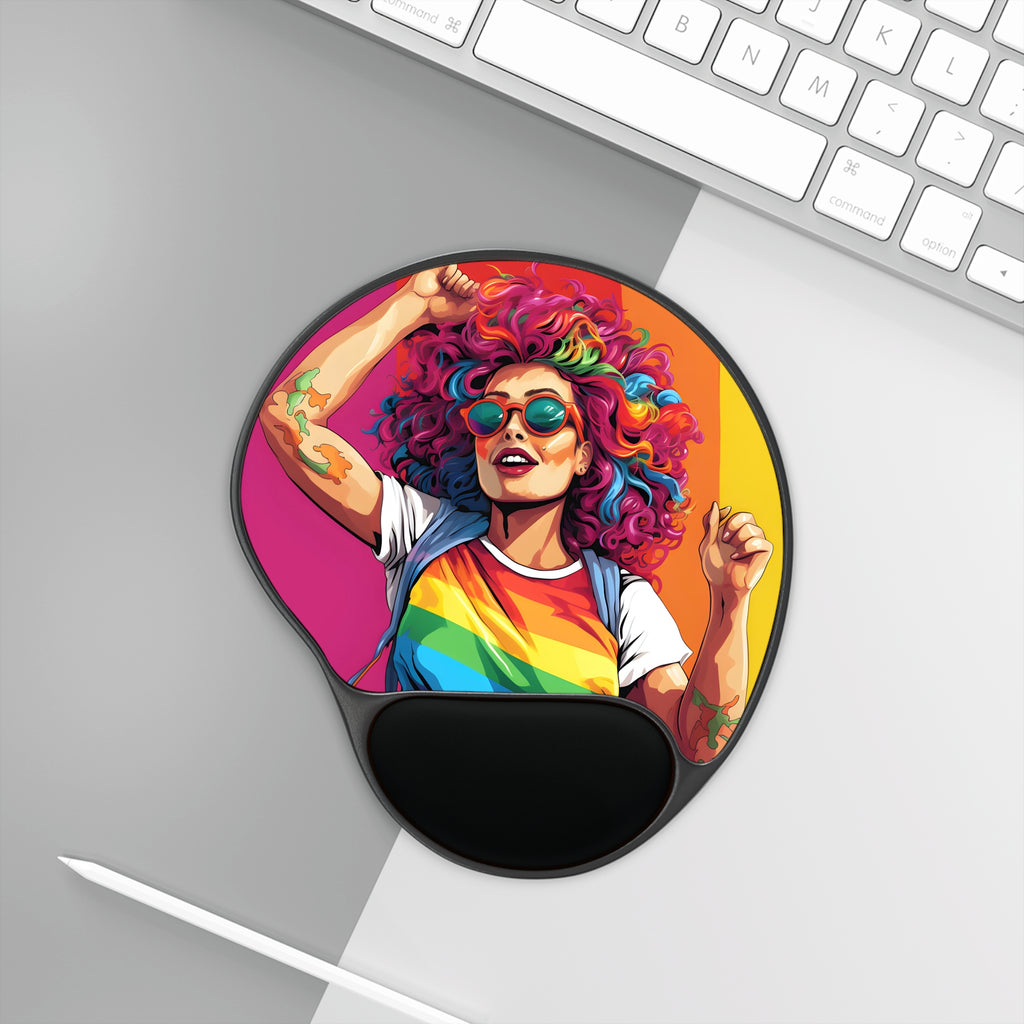 Mouse Pad with Wrist Rest with Leading a New Path Design for LGBTQ+ Pride, view 3