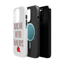 DistinctInk ToughCase for Apple iPhone, Compatible with MagSafe Charging - Cats Are Better Than Boys