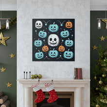 DistinctInk Canvas Wall Art with Skele-Ghostly Pumpkin Patch for Halloween