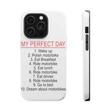 DistinctInk ToughCase for Apple iPhone, Compatible with MagSafe Charging - My Perfect Day - Motorbike Motorcycle