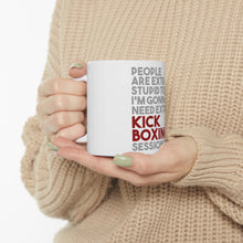 DistinctInk Glossy White Coffee / Tea Mug - People Are Stupid Need Extra Kick Boxing