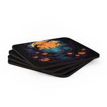 DistinctInk (Set of 4) Corkwood Coasters with Haunted Evening Nightmare Design for Halloween