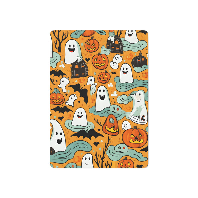 DistinctInk Playing Poker Cards with Flying Pumpkin Bats Design for Halloween