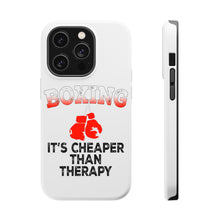 DistinctInk ToughCase for Apple iPhone, Compatible with MagSafe Charging - Boxing It's Cheaper Than Therapy
