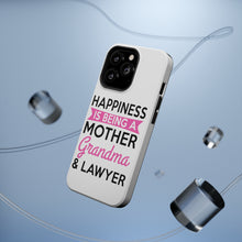 DistinctInk ToughCase for Apple iPhone, Compatible with MagSafe Charging - Happiness is Being a Mother Grandma Lawyer