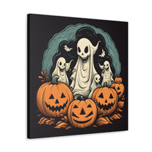 DistinctInk Canvas Wall Art with Spooky Skeleton Pumpkins for Halloween