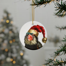 DistinctInk Hanging Ceramic Christmas Tree Ornament with Gold String - Great Gift/Present - 2 3/4 inch Diameter - Barbet Design