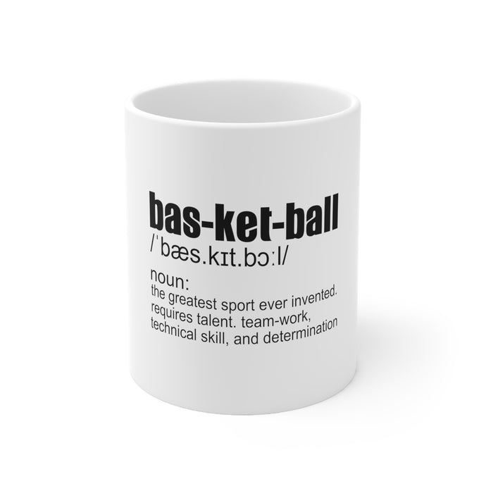 DistinctInk Glossy White Coffee / Tea Mug - Basketball Definition Greatest Sport