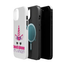 DistinctInk ToughCase for Apple iPhone, Compatible with MagSafe Charging - Beach Please I'm a Unicorn