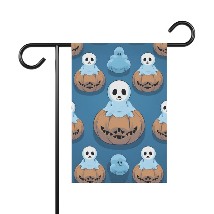 DistinctInk Garden & House Banner / Flag with Ghost Skeleton Pumpkin Pattern Design for Halloween